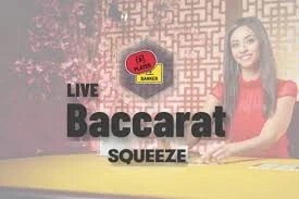 Baccarat Squeeze by Evolution, showcased at wolfycasino1.be – game logo
